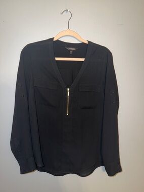 Express Black V-neck Blouse